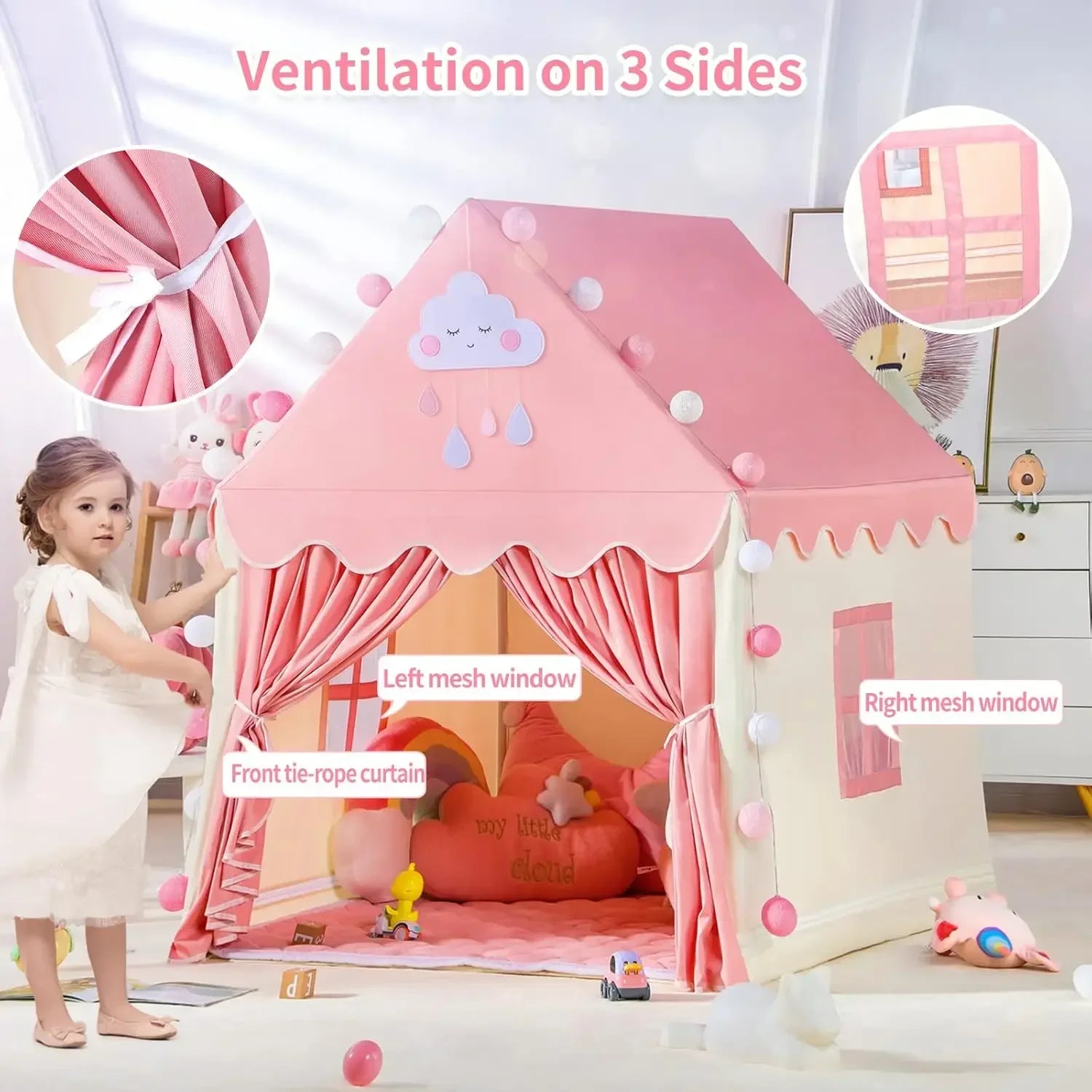 Children's Tent Indoor Outdoor Games Garden Tipi Princess Castle Folding Cubby Toys