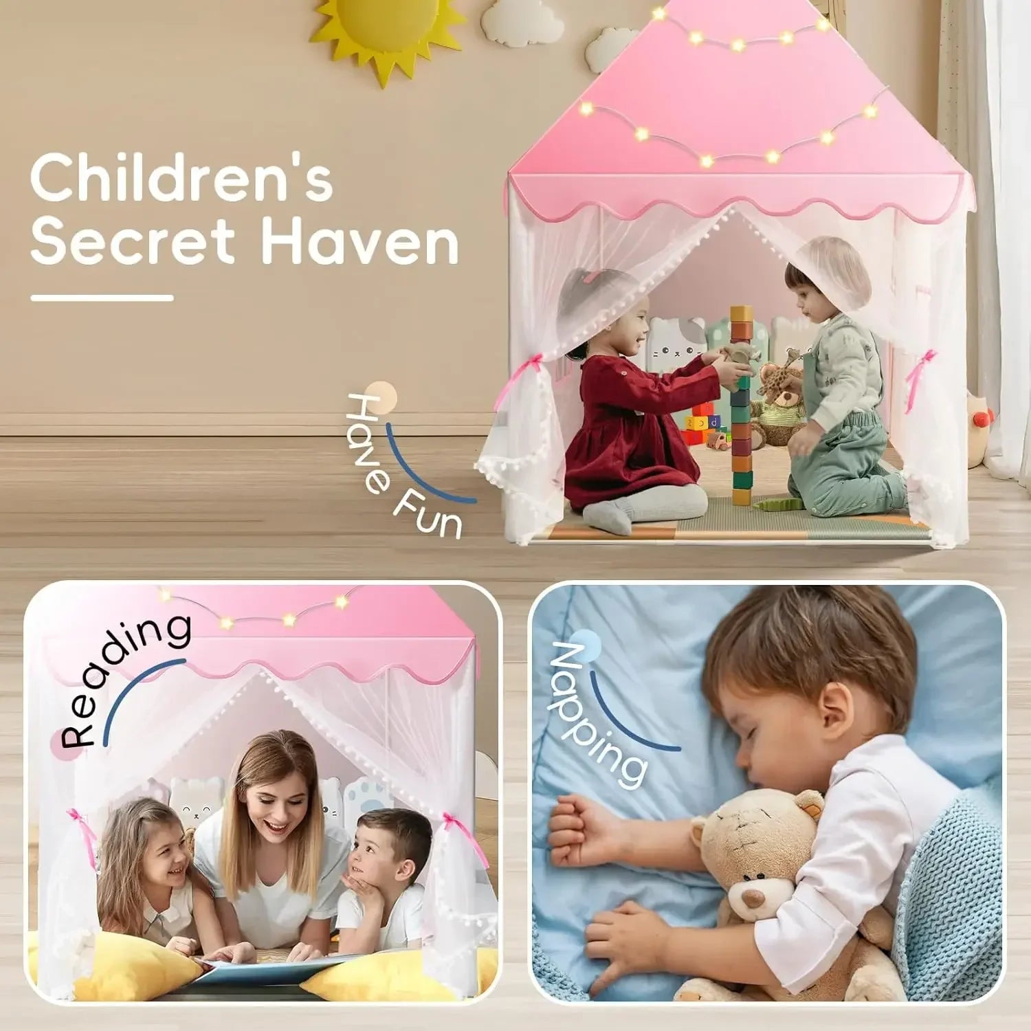 Children Play Tent Princess Castle House Child Room Cartoon Indoor Outdoor