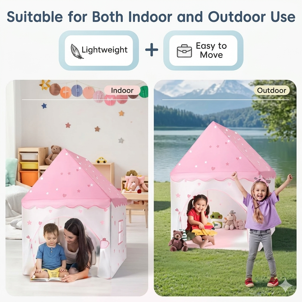 Premium 3-Side Ventilation Kids Play Tent – Breathable & Cozy Playhouse