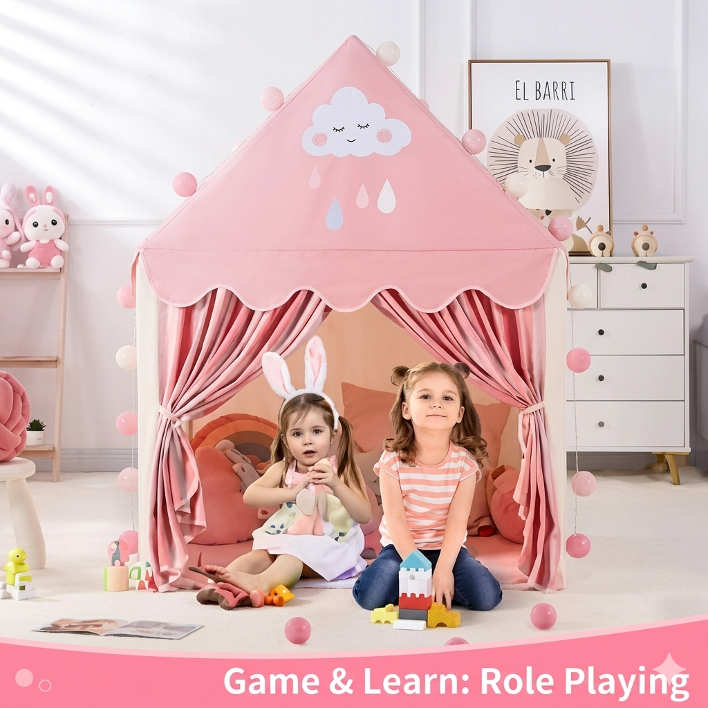 Premium 3-Side Ventilation Kids Play Tent – Breathable & Cozy Playhouse